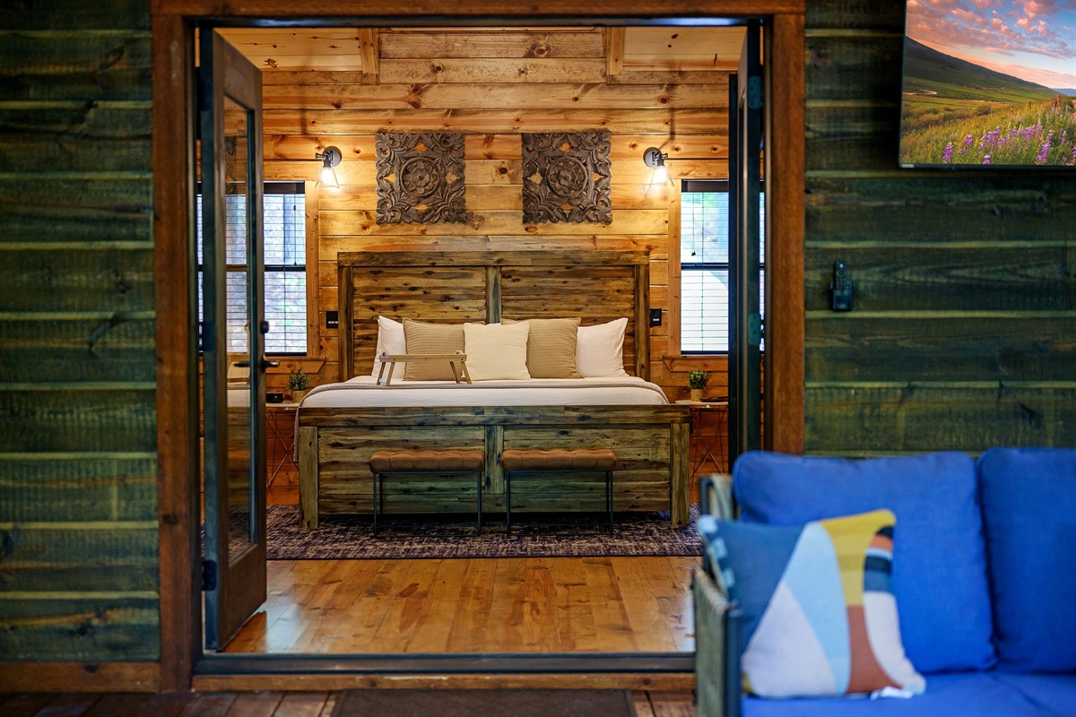 Bedroom French doors provide easy access to the deck.