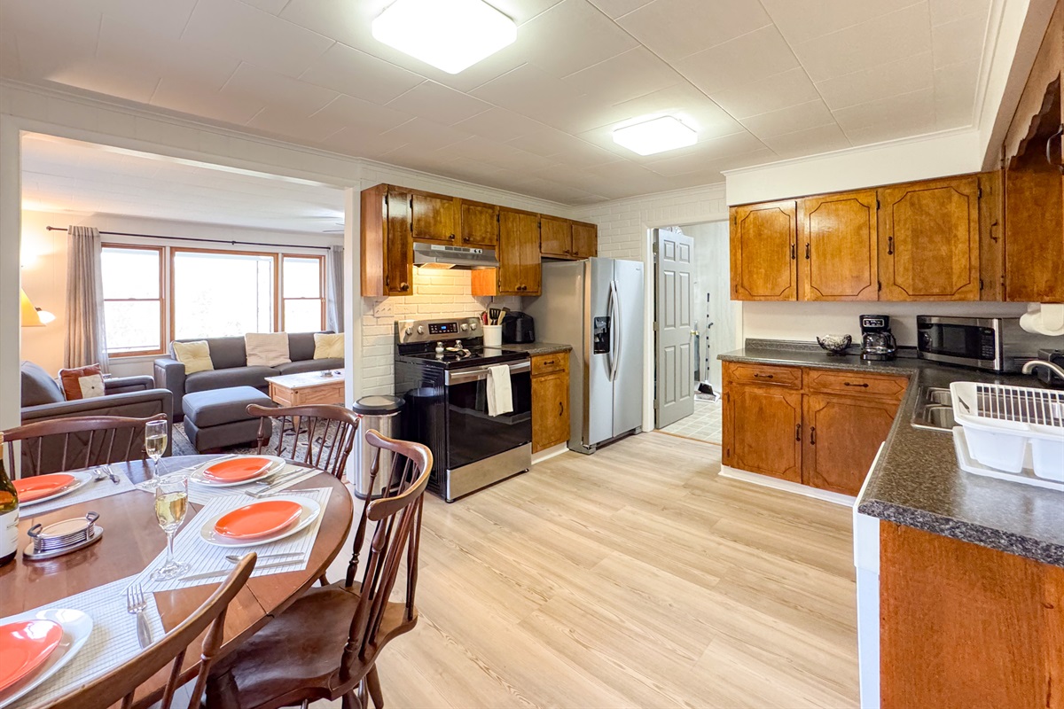 Our fully stocked and fully functional kitchen for prepping a home cooked meal. Ingles grocery is just around the corner!