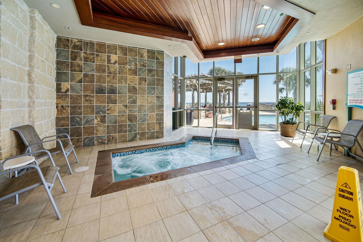 Hot tub area at Aqua Resort in Panama City Beach, FL.