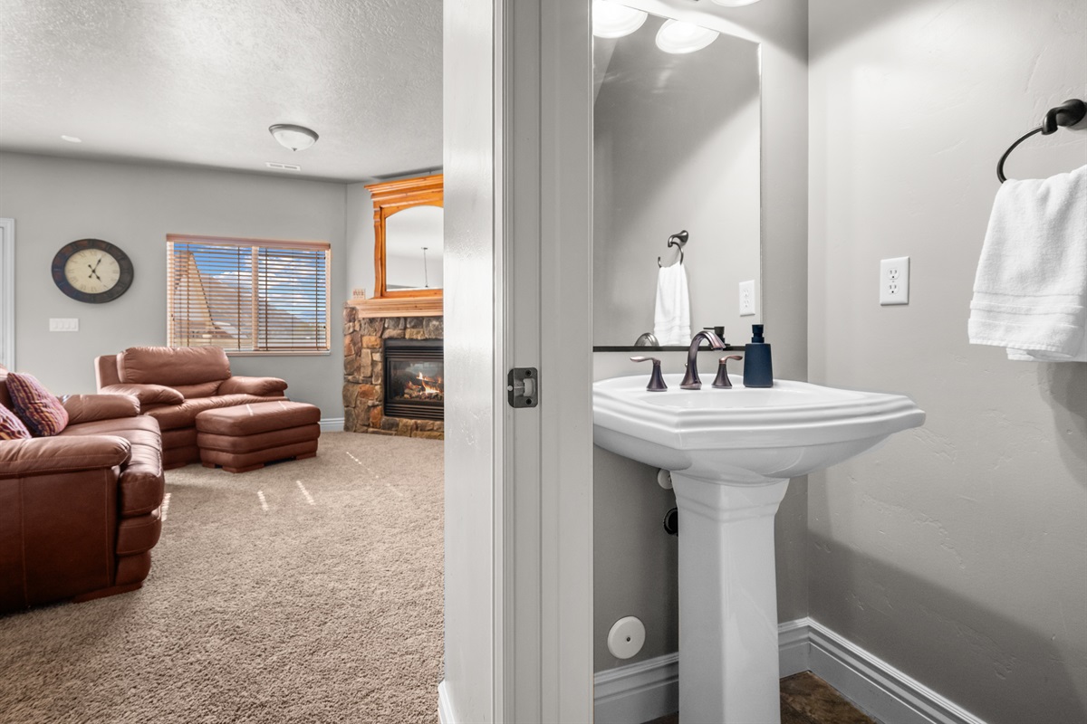 Convenient main-level powder room for guests.