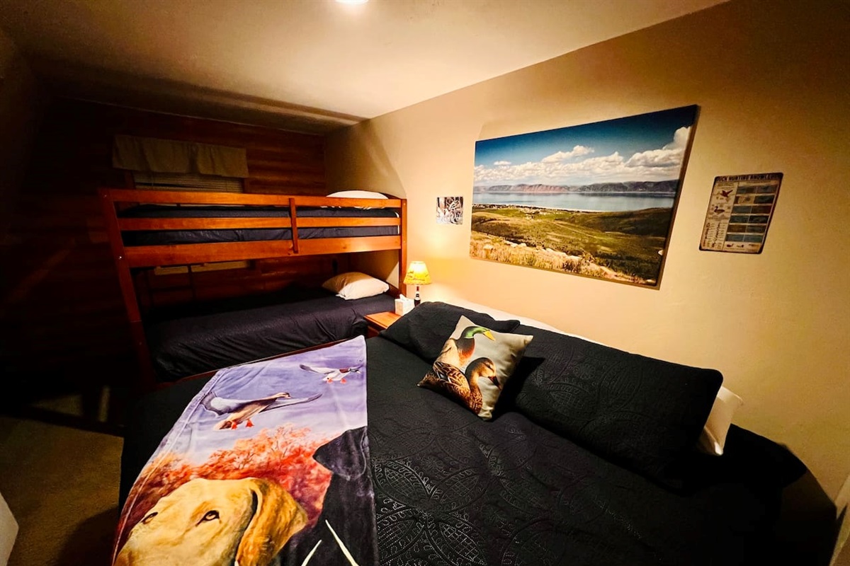 That's Just Ducky has a king bed and a bunk bed.  It accommodates 4 and is located on the 2nd floor.