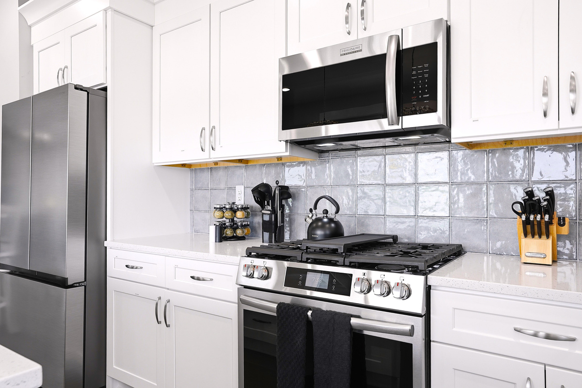 Cook with ease using the stainless steel appliances, gas range, microwave, coffee station, and all the essentials for your stay.