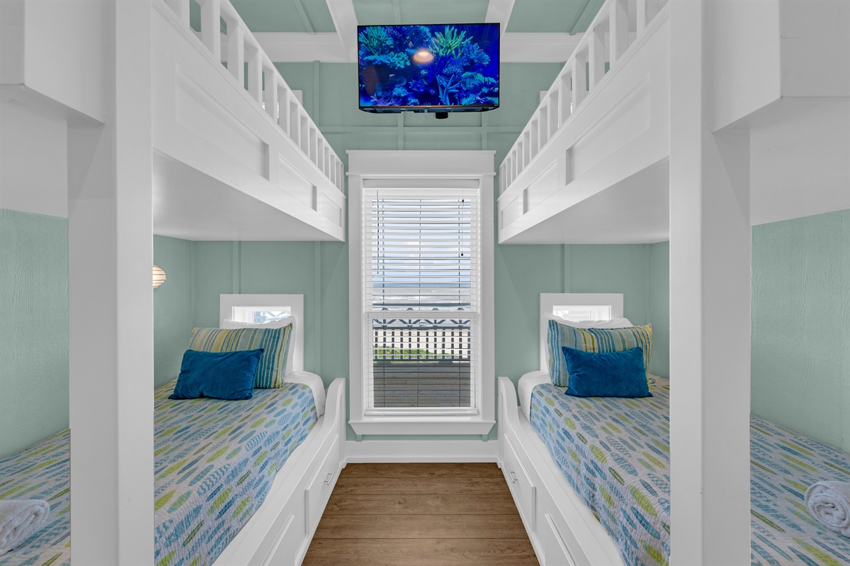 Sea It All: Twin bunk room, great for the kids or the inner child; the bunks are XL for comfort. Smart TV, with streaming apps, and personal lighting in each bunk nook!