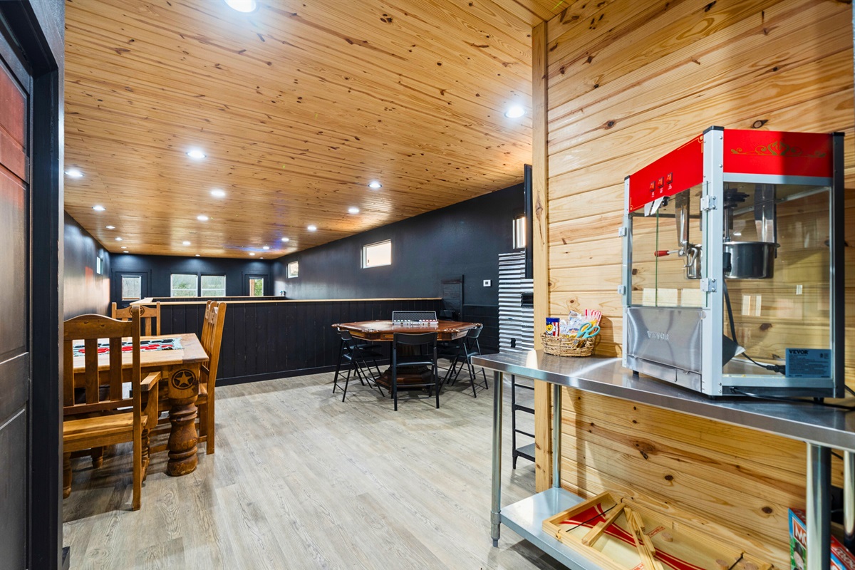 The game area adds even more entertainment options, giving everyone a place to gather and enjoy some friendly competition.