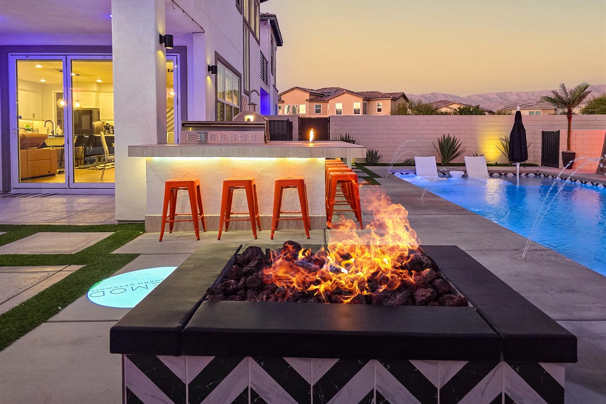 This custom firepit is the perfect gathering spot at the end of the day.