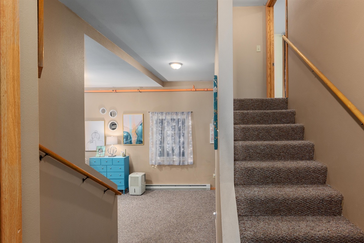 Eclipse is a split level condo, with one bedroom upstairs and the rest of the condo downstairs. 