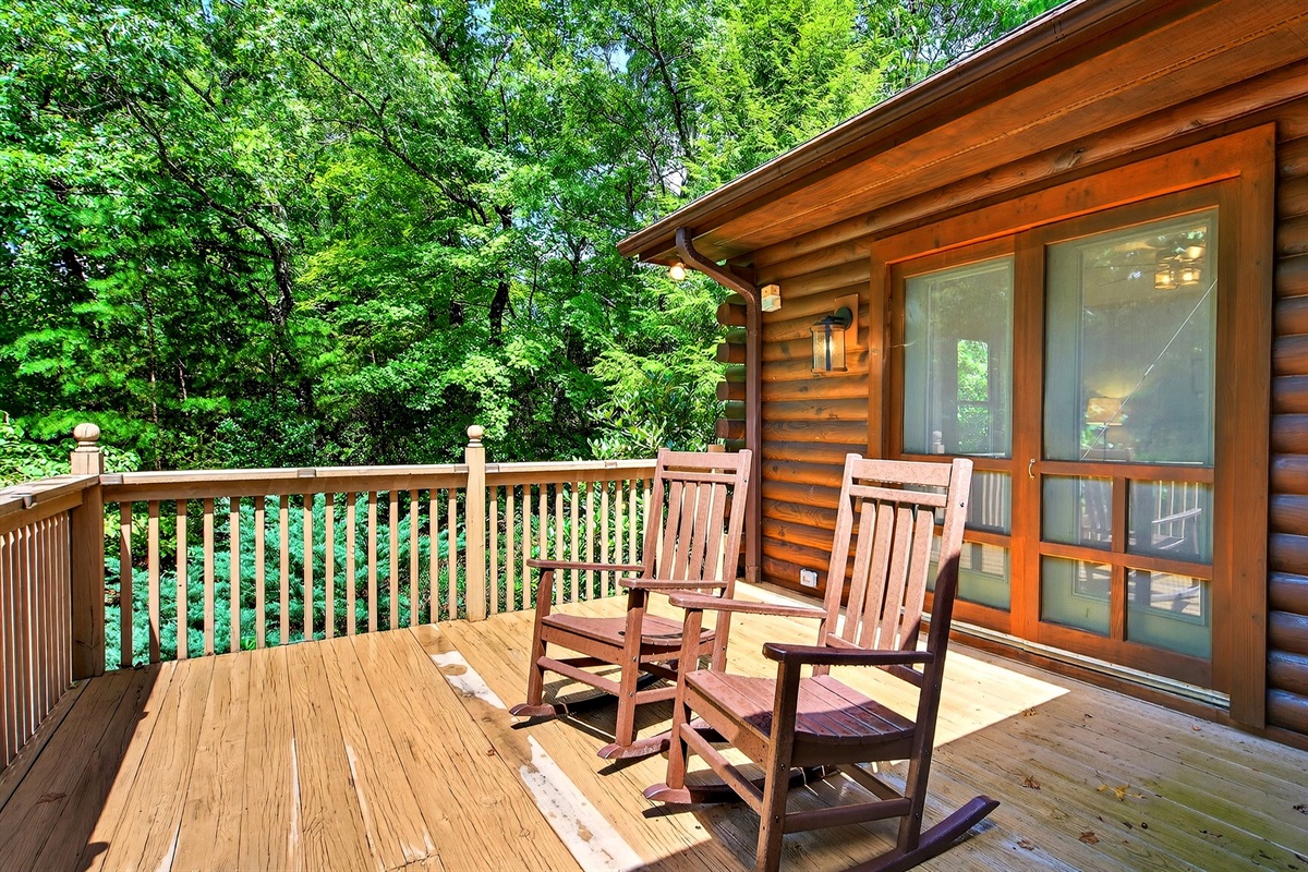 Rocking chairs on the back deck.