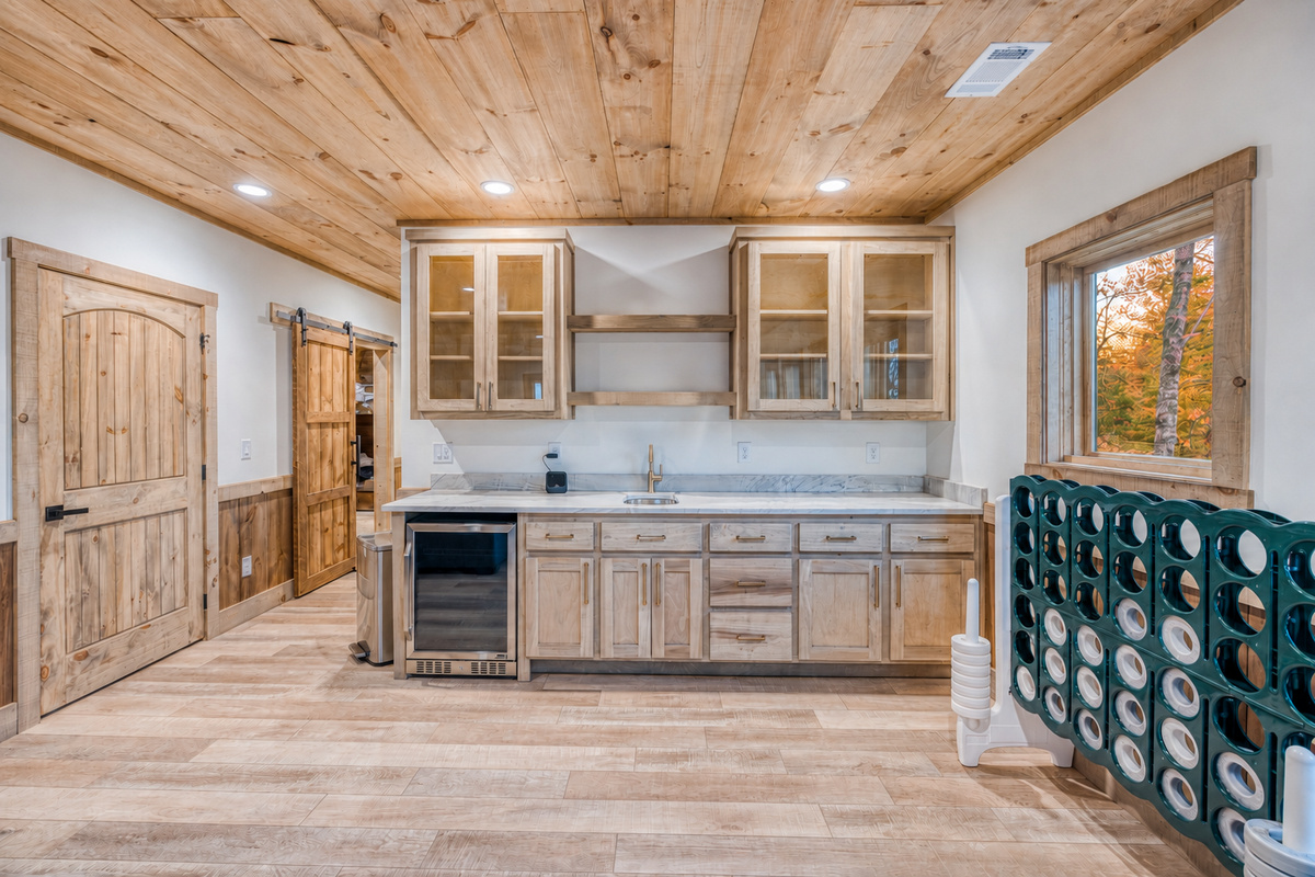 Wet bar in lower level rec room