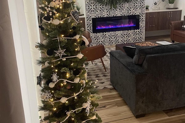 Celebrate the season in a warm, festive cabin setting