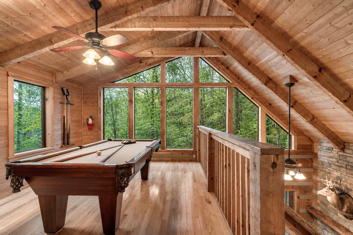 Enjoy a game of pool in the loft.