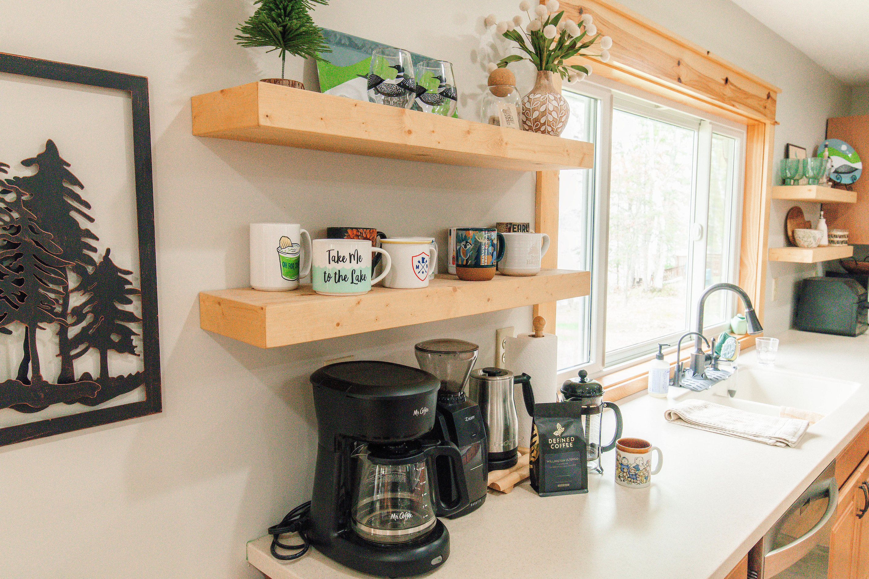 A fully stocked coffee station ensures your mornings start right.
