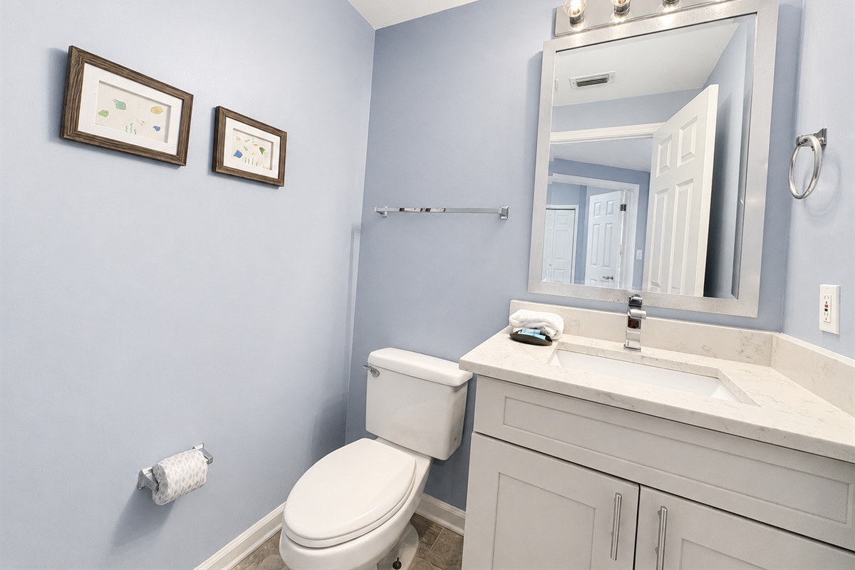 This is the guest bathroom that connects to the hall!