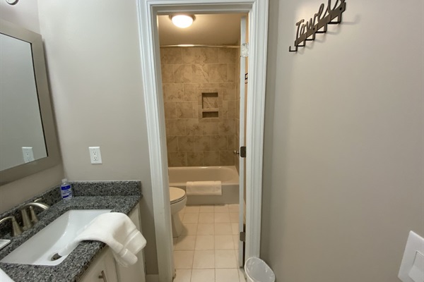 Upstairs Bath - Lovely Tiled Shower with Tub; Double sinks.