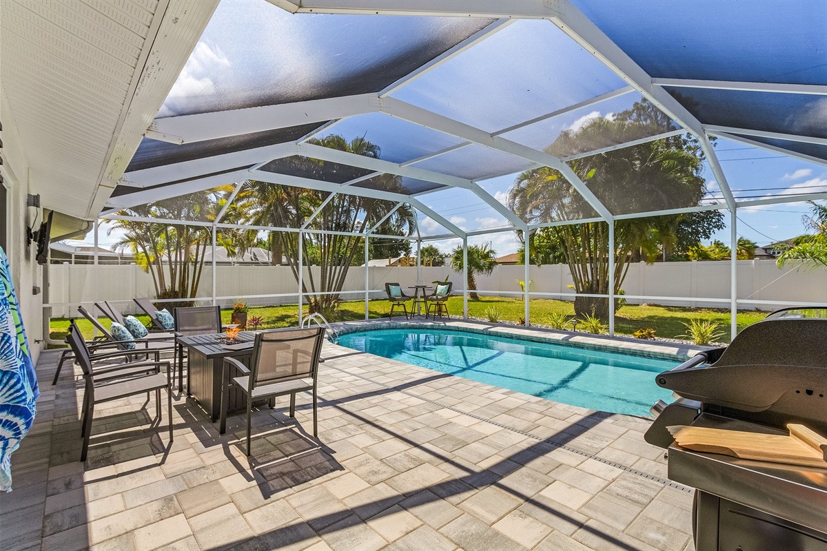 Enjoy the pool while others enjoy a fire or watch the big game on the outdoor TV!