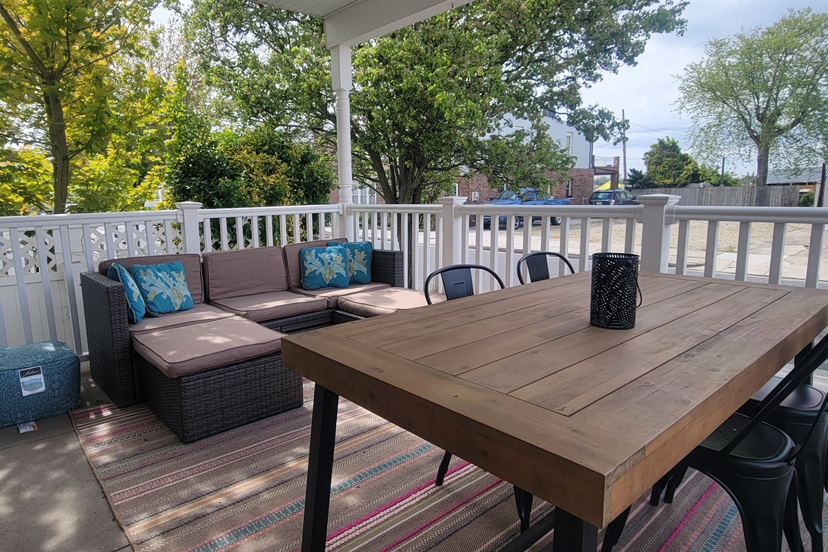 Amanda "loved having the shady front porch to enjoy our morning coffee and dinner" on the front porch.