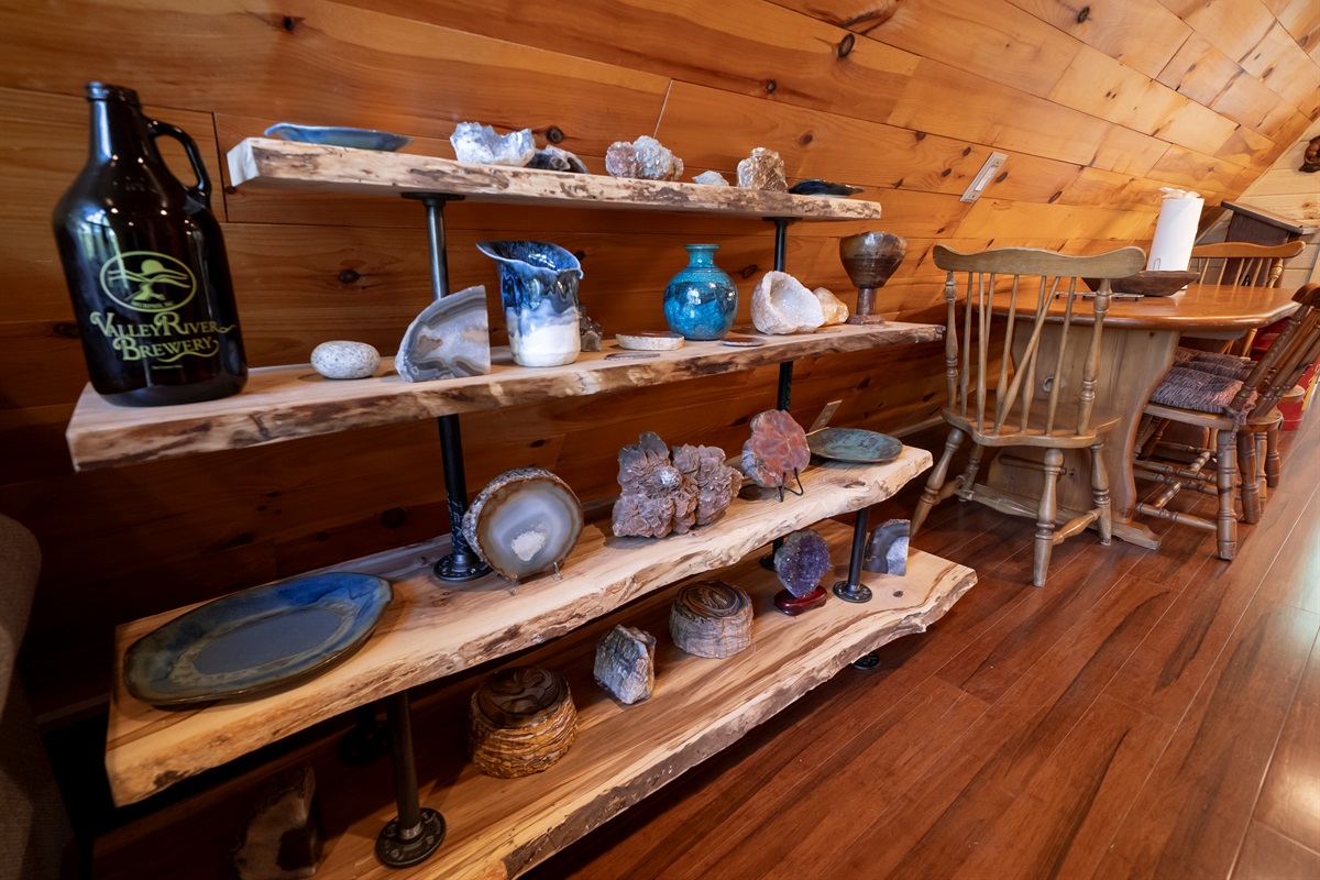 A unique touch of Laurel Cove—this curated rock and mineral collection adds character and a little sense of discovery to your stay.