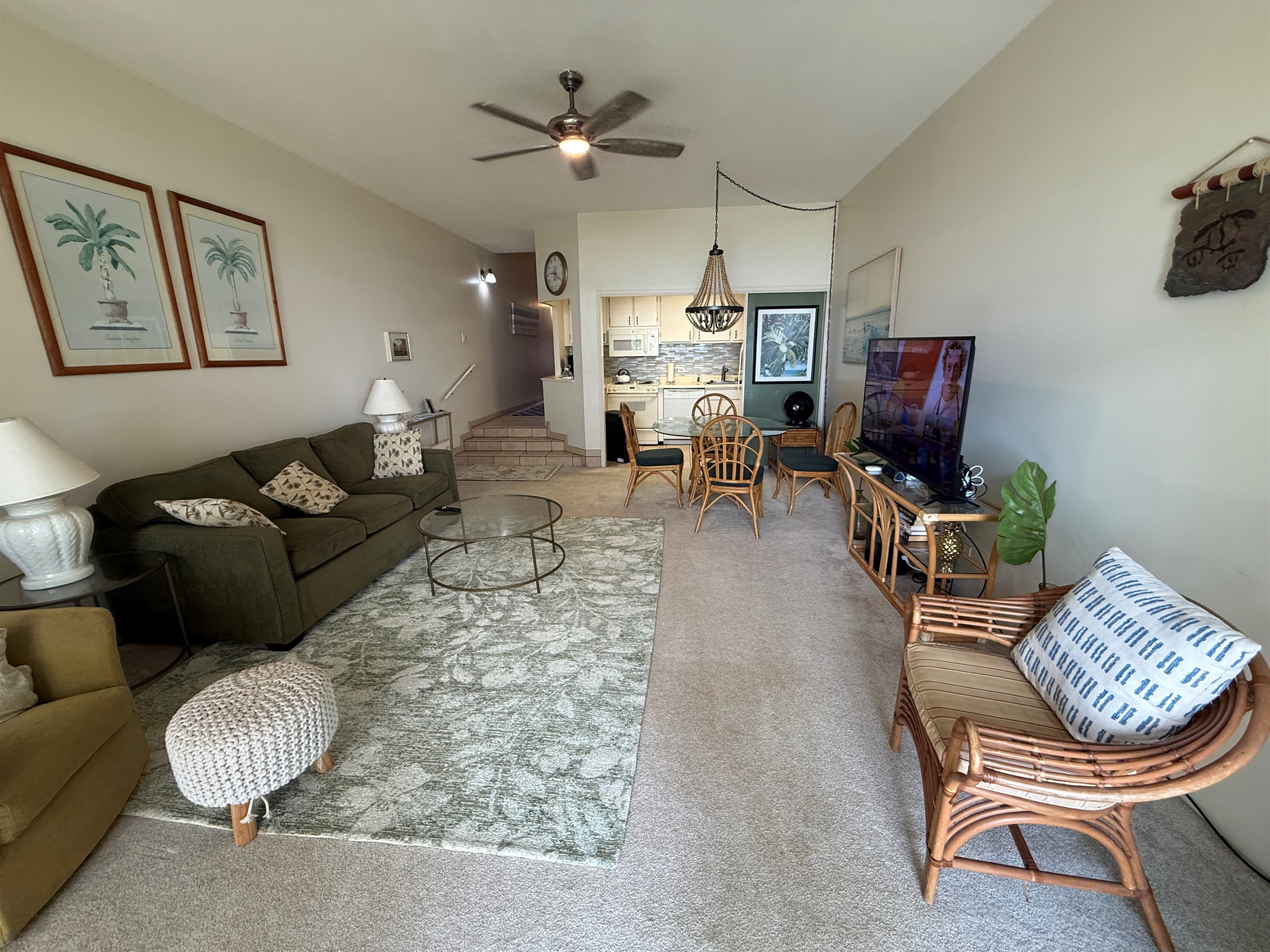 Relaxed island living with a queen sofa-bed