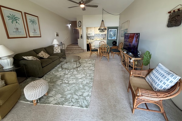 Relaxed island living with a queen sofa-bed