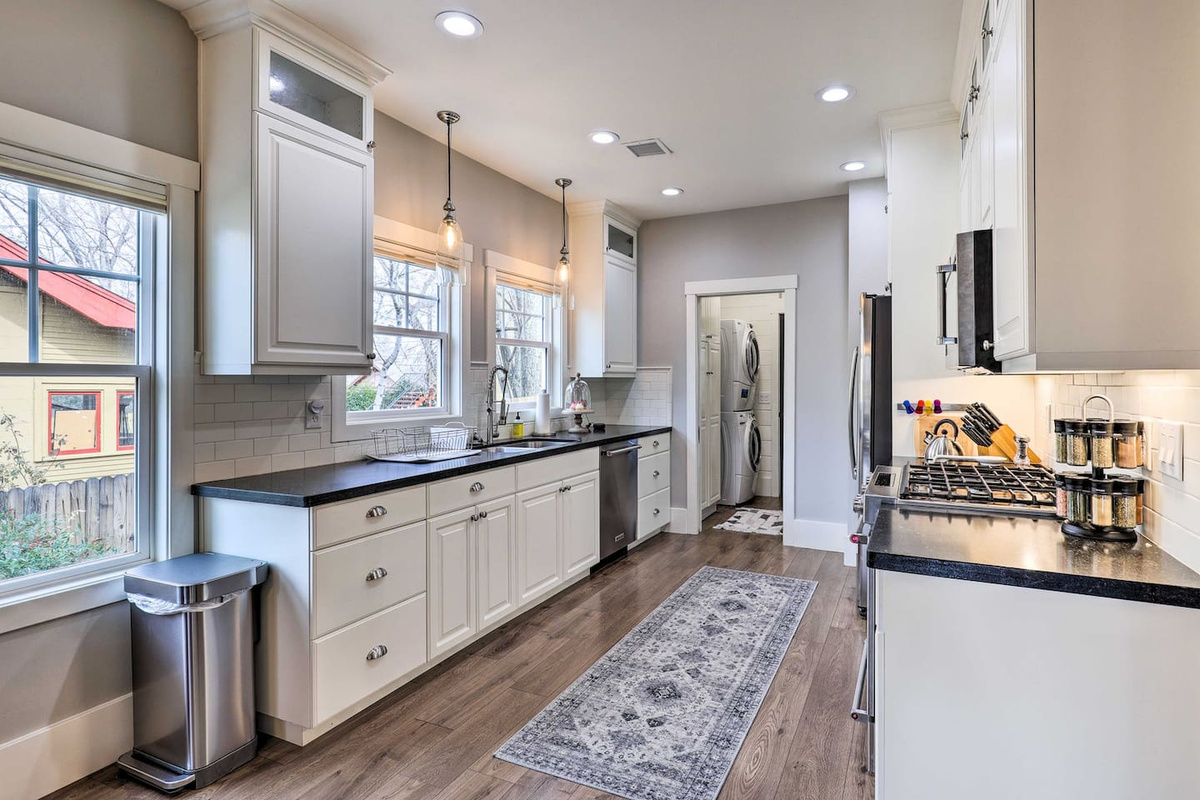 A fully equipped kitchen with everything you need to cook up a home-away-from-home meal.