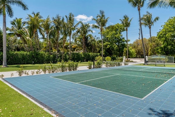 Pickleball court with accessories