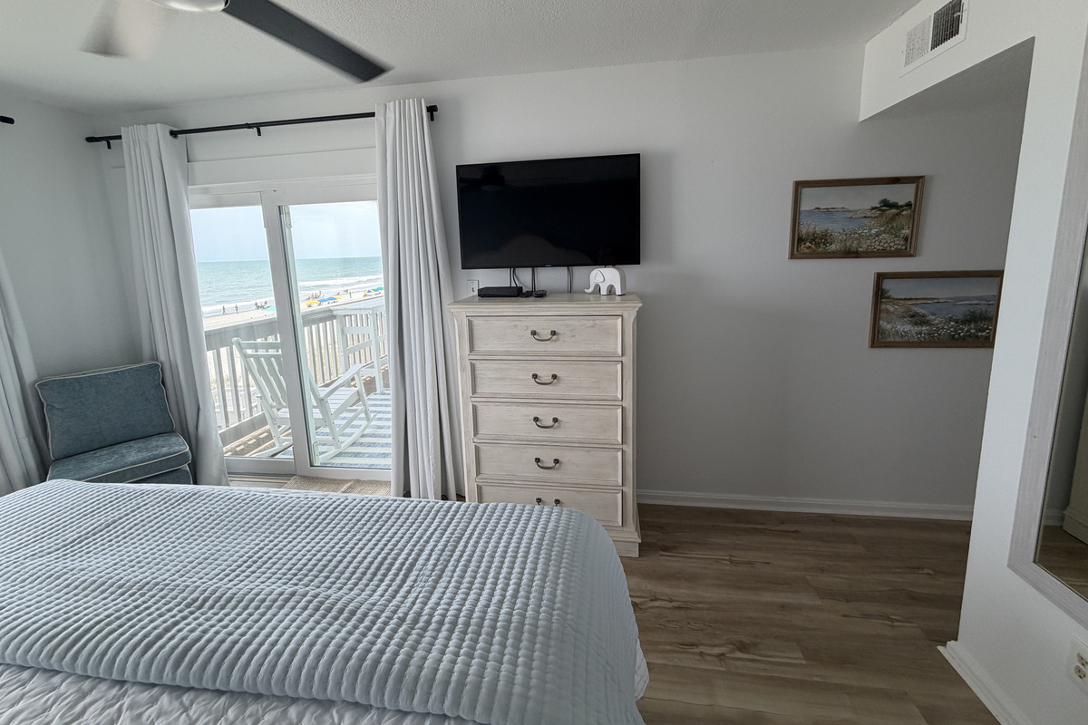 Primary bedroom with slider to balcony!