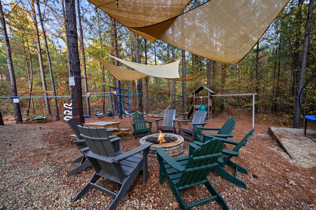 Gather 'round the fire pit for toasted treats and stargazing—where memories glow as bright as the embers