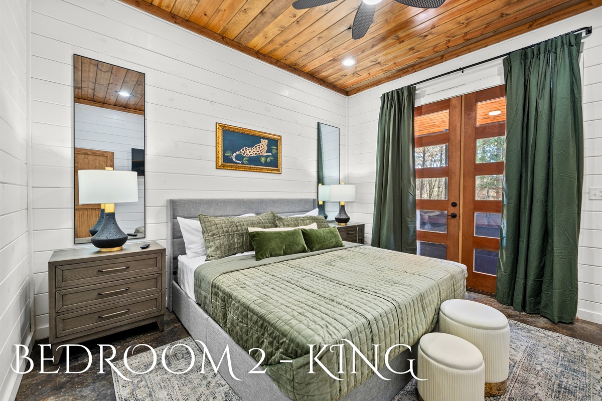 A charming king bedroom with rich textures, warm accents, and a private retreat for restful nights.