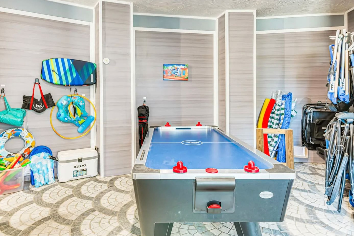 Air hockey and beach gear