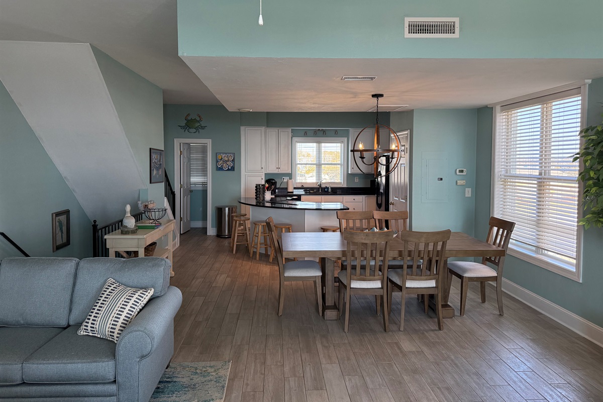 Open Concept Living, Dining and Kitchen