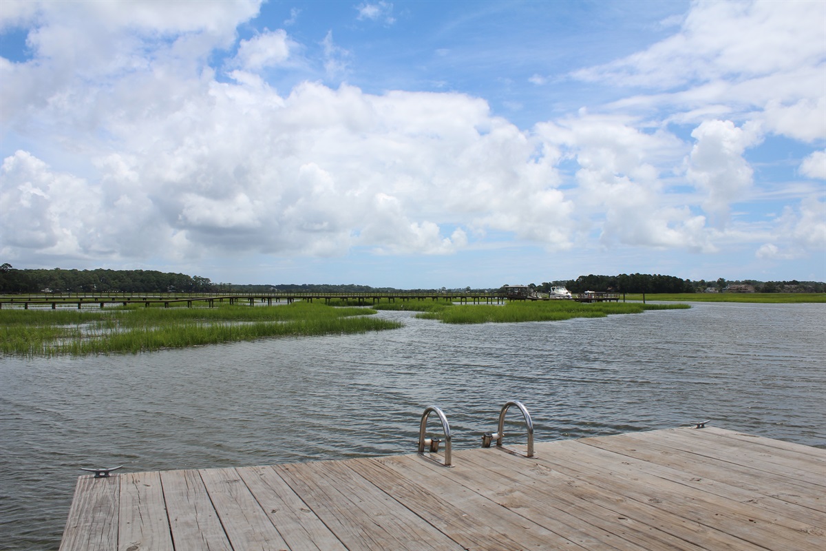 Dive in or cast a line—this private dock is perfect for swimming, fishing, and soaking in serene marsh views.