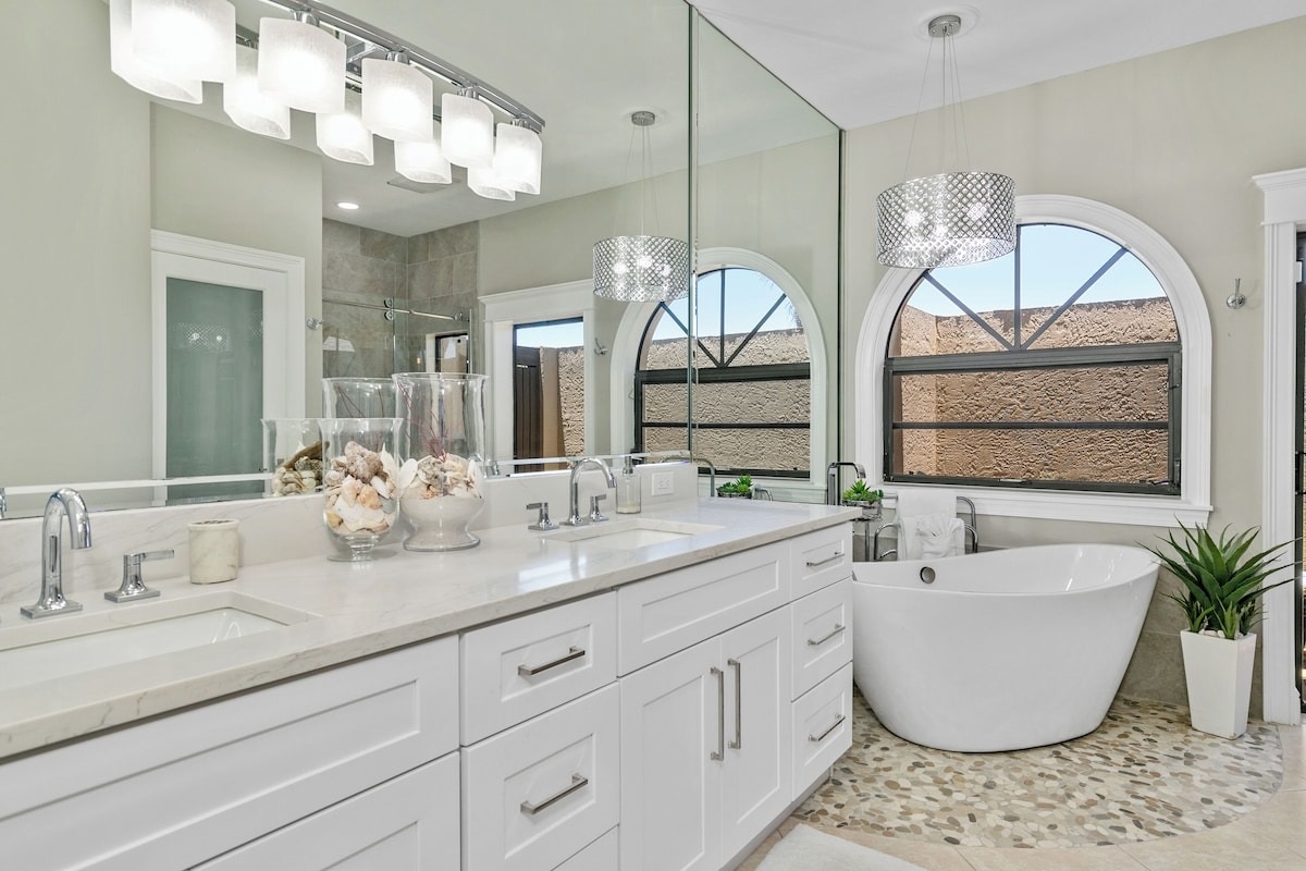 Plenty of space with dual sinks and a large vanity