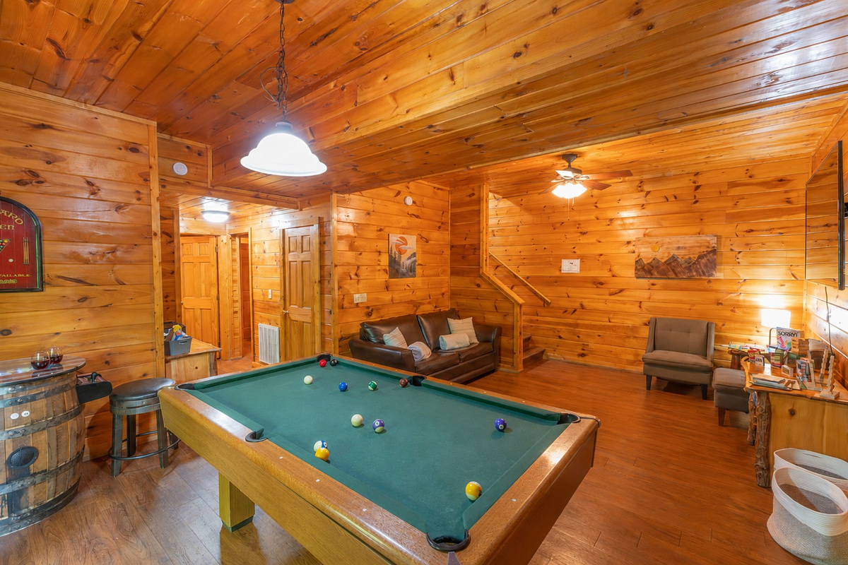 Moving back inside, everyone can be part of the fun in the lower level entertainment area.