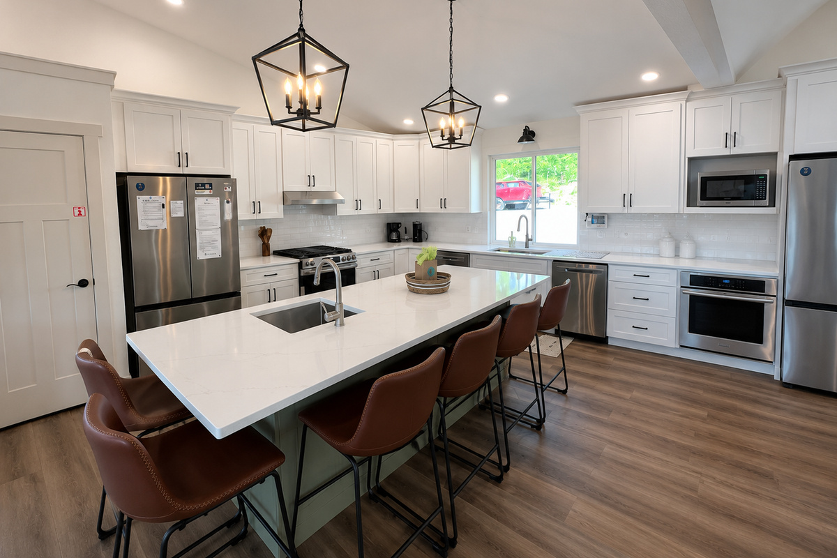 large prep island with sink