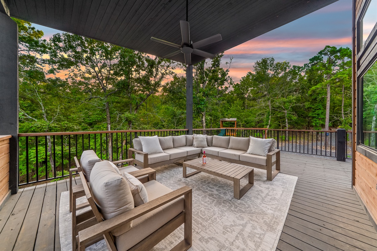 Large wrap-around balcony. Perfect for morning coffee, relaxing afternoons, or sunset cocktails