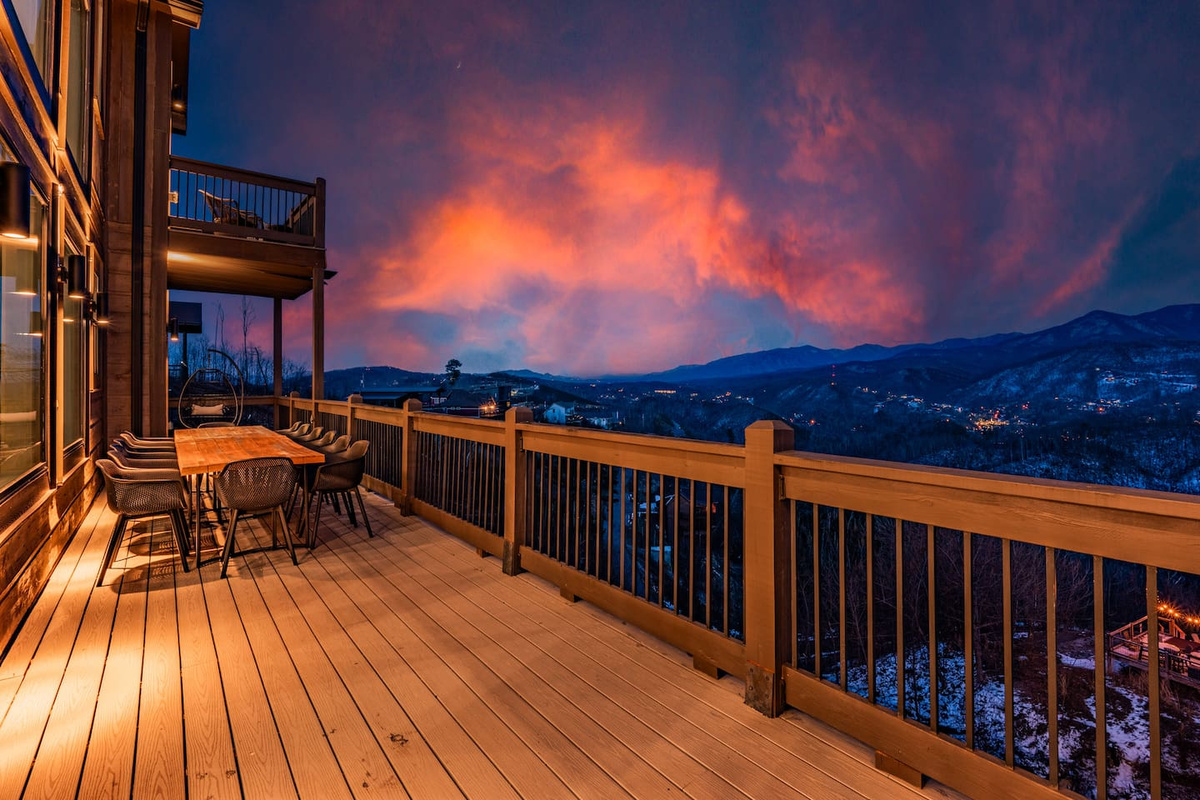 Incredible views of the Smoky Mountains can be enjoyed from the main level deck.


