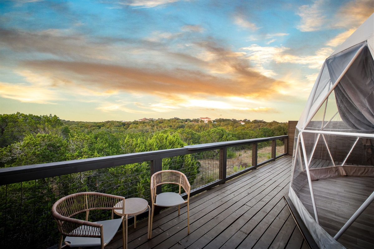 Unwind with endless Hill Country views — the perfect backdrop for coffee at sunrise or wine at sunset.