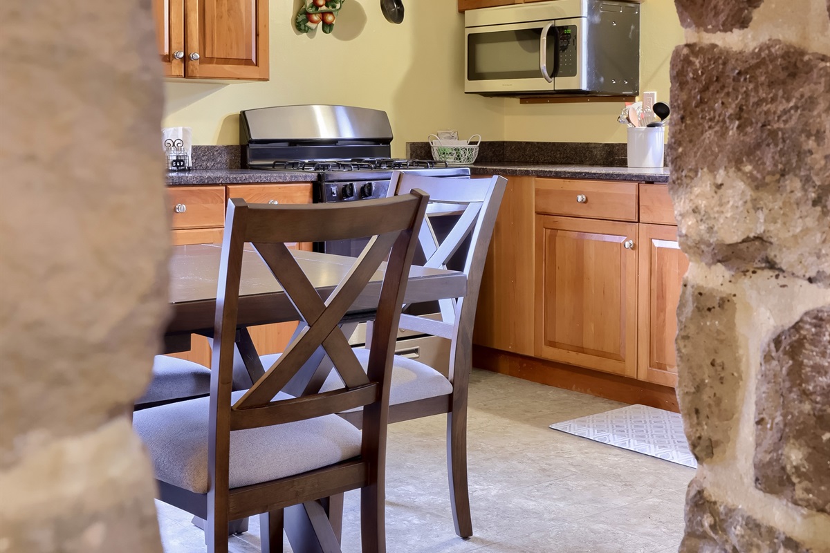 Lots of stone walls inside this 1800's farmhouse.