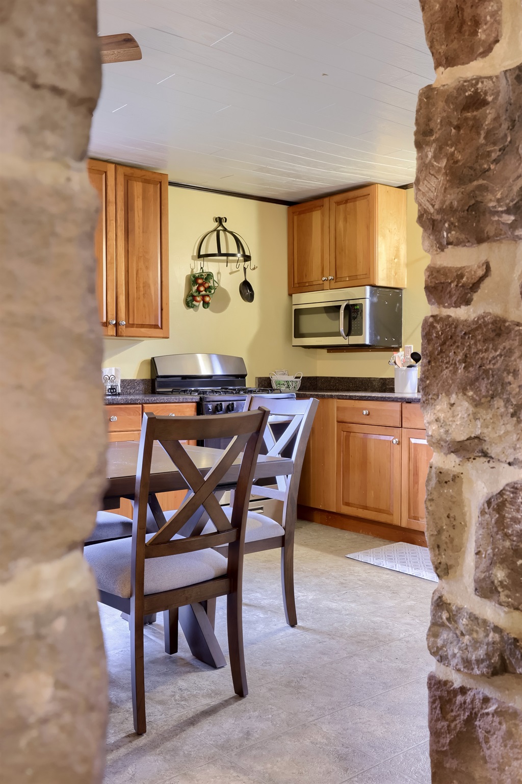 Lots of stone walls inside this 1800's farmhouse.