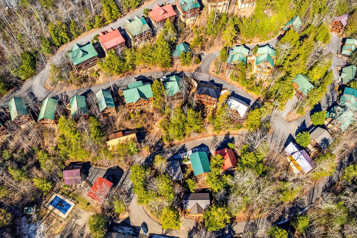 Bird’s eye view of the resort