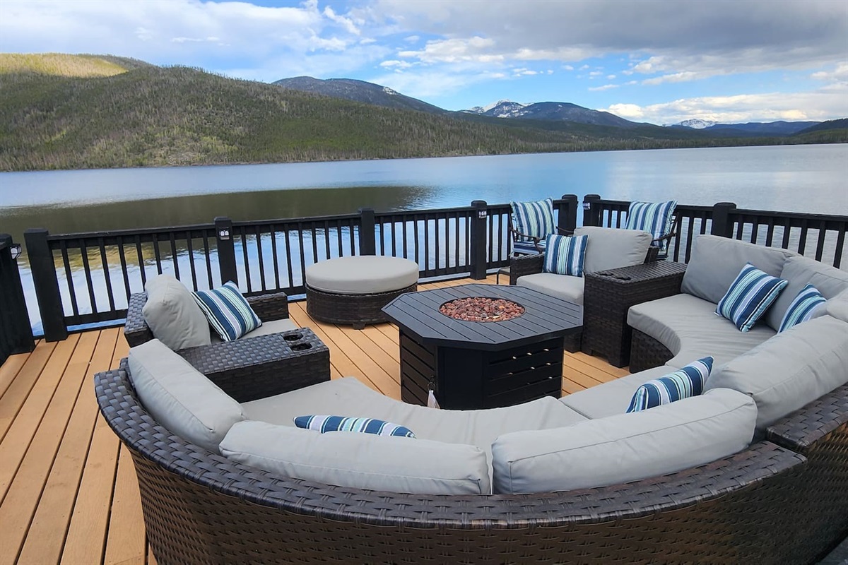 Fire table is propane and is a great spot to relax at night under the stars!!