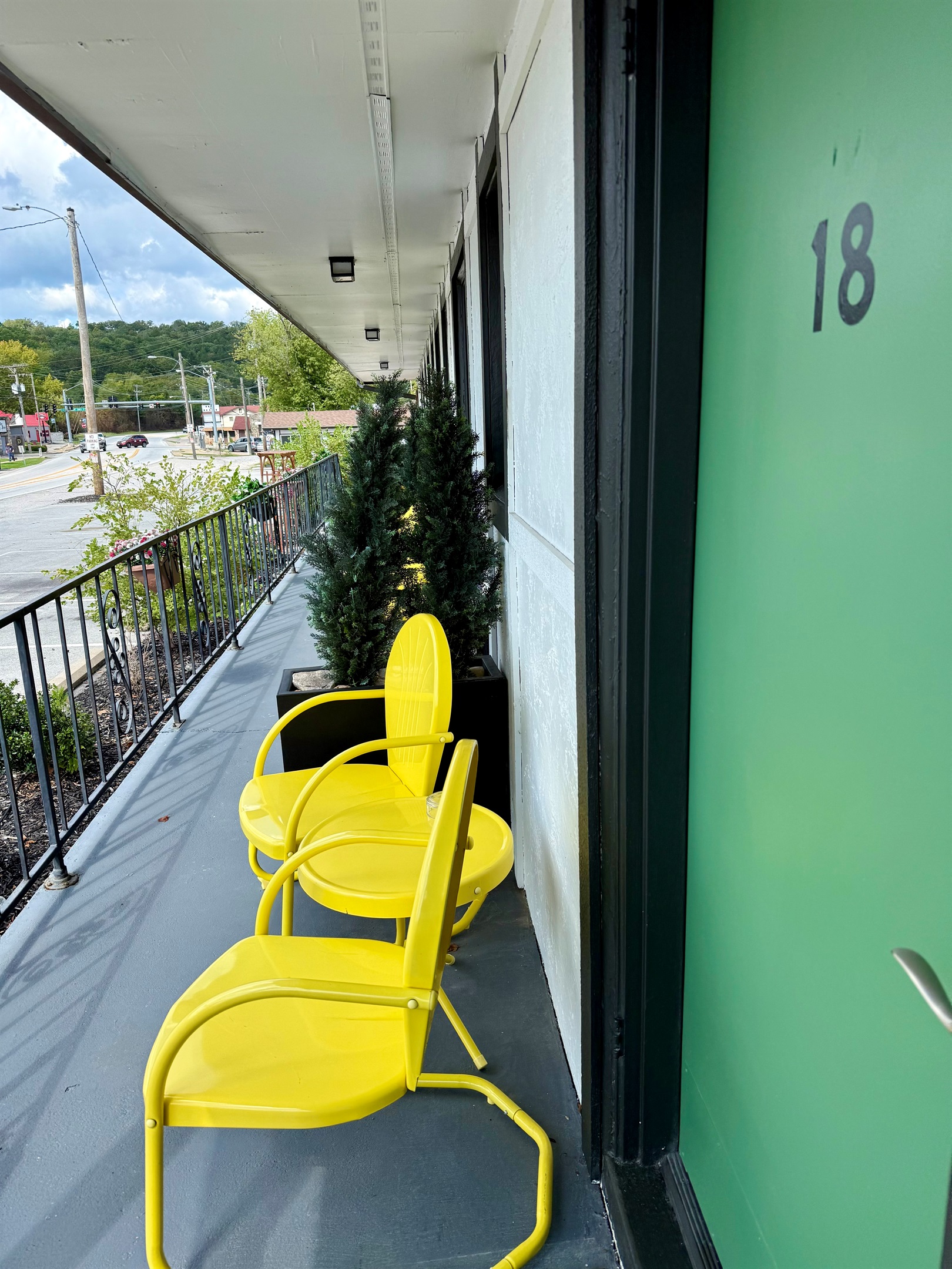Sitting area by your room. Front street side room.