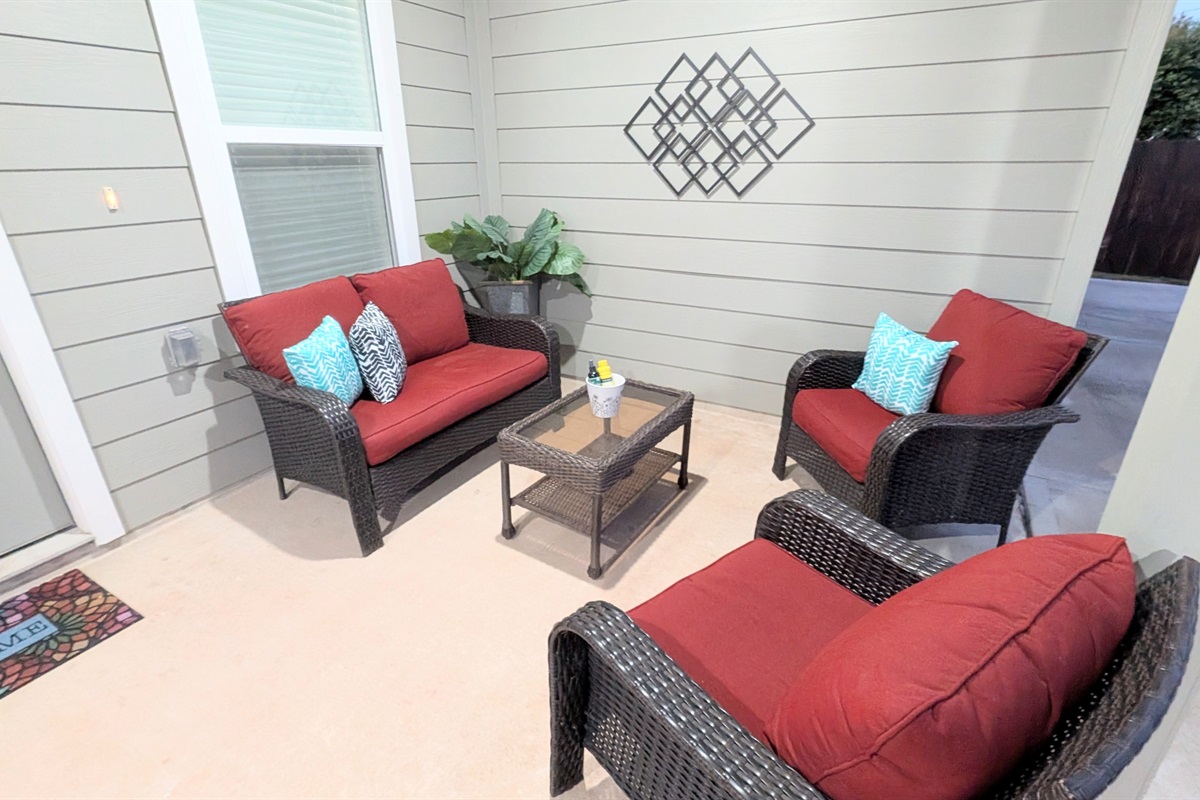 Relax and unwind on this comfortable private patio.