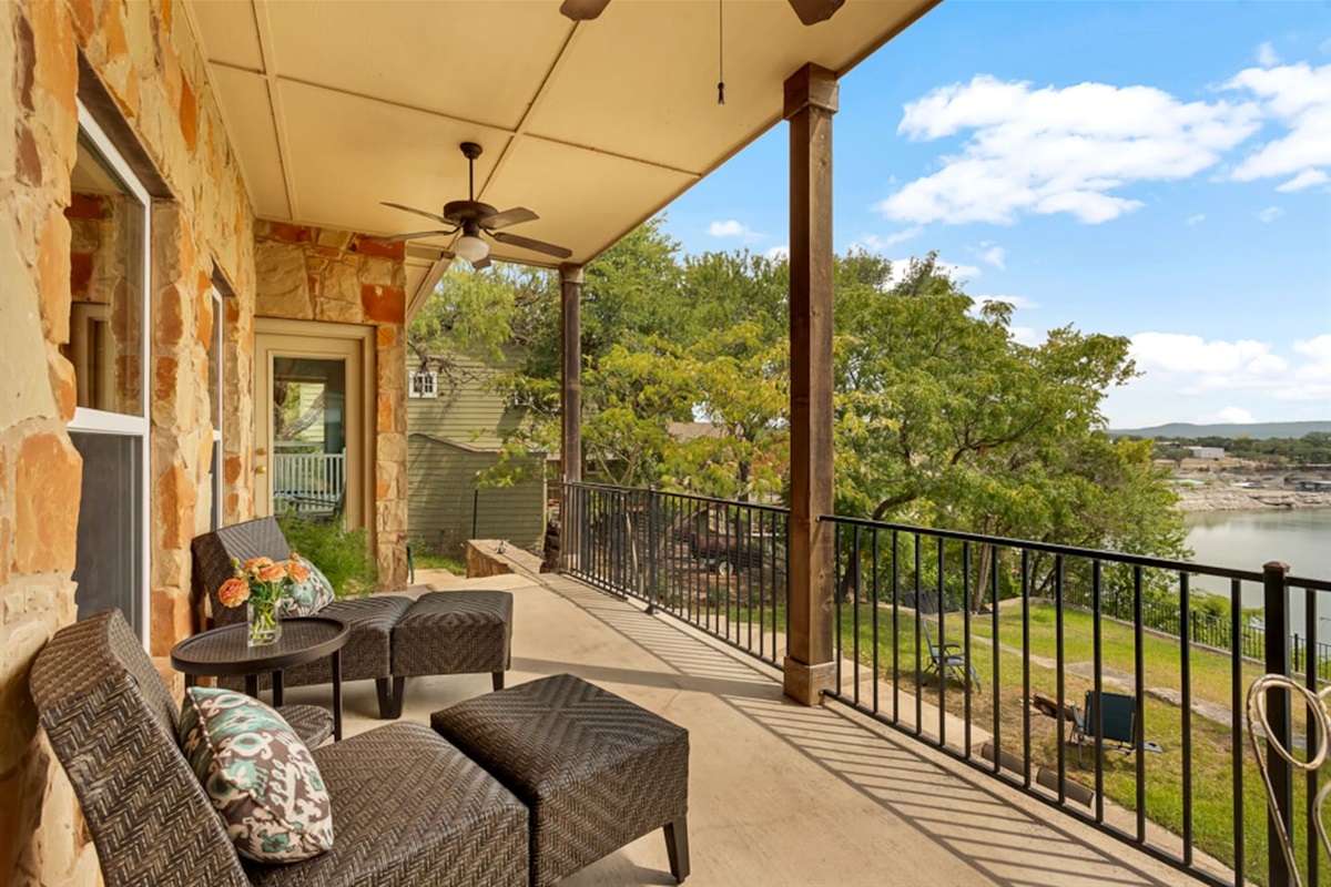 Main porch  with access door to guest bedroom