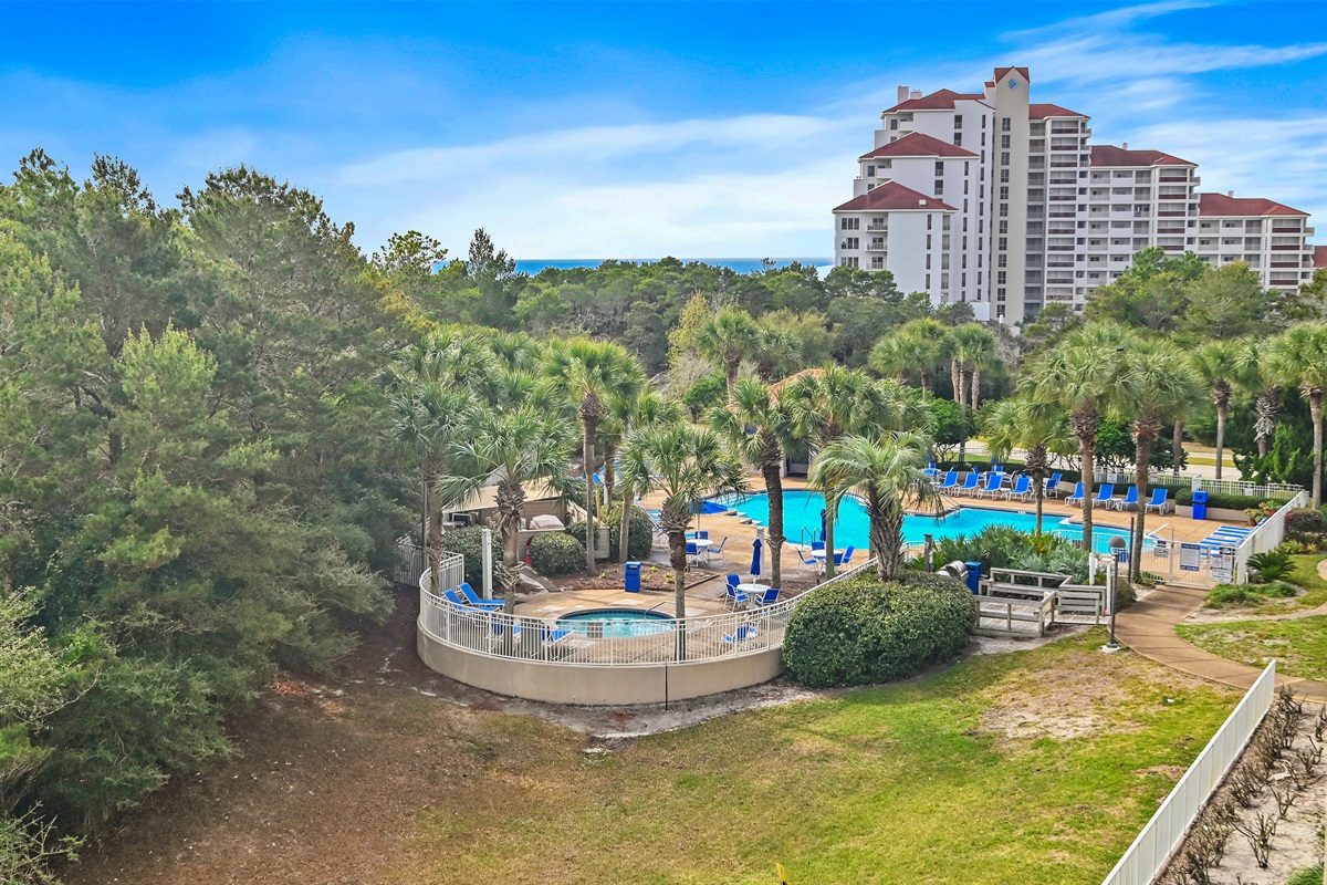 Tops'l Summit 405A has Partial Gulf Views from the 4th Floor - Enjoy views of the Tops'l Preserve State Park, the Summit Pool Area, and partial Gulf of Mexico views from the Two Patios