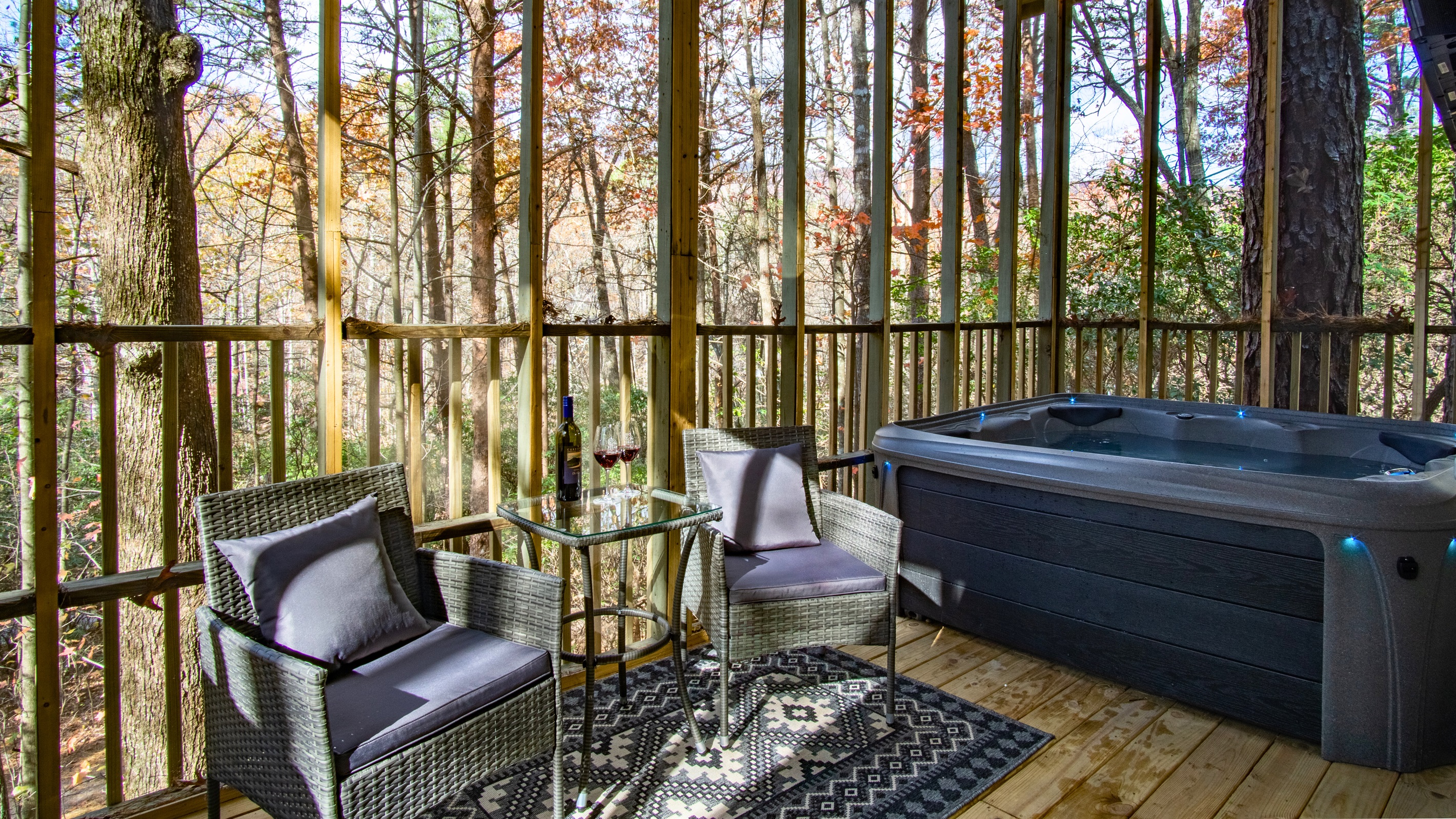 Relax on the deck surrounded by nature — perfect for morning coffee or an evening glass of wine.