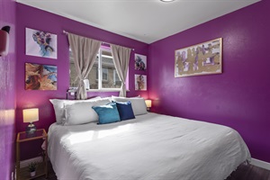 Sweet Dreams Await  – Drift into dreamland in our cozy bedroom, complete with a queen-sized bed and a smart TV for late-night entertainment.