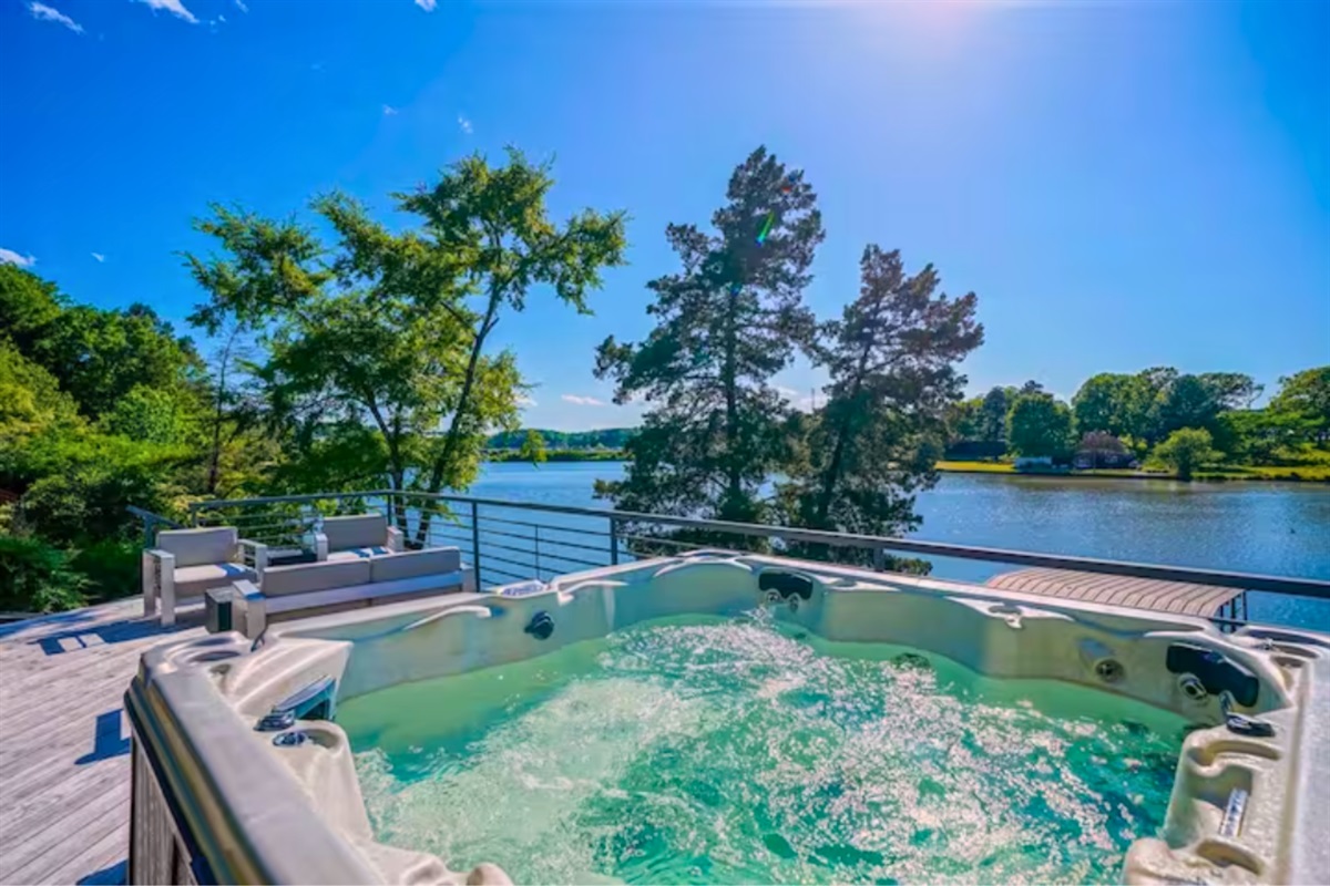 Enjoy the Scenic Lake Views from the Private Hot Tub.