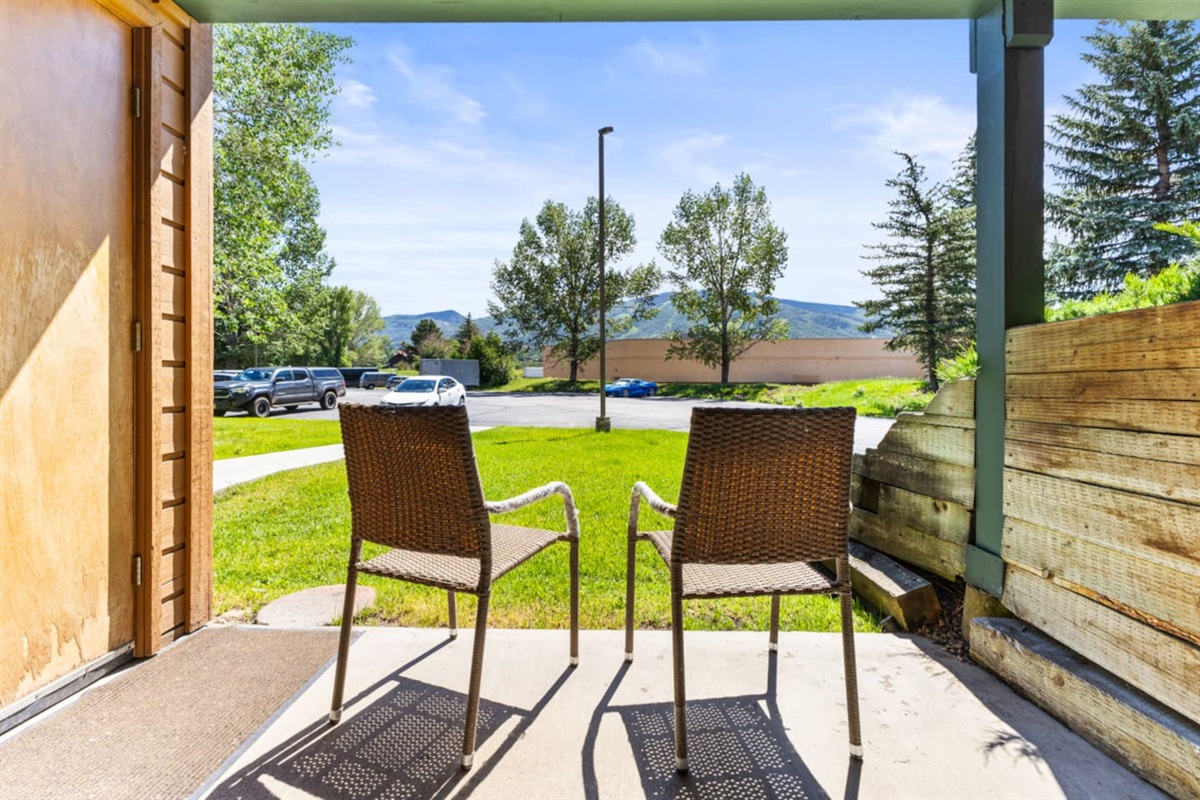 View of Steamboat Resort from Ground Level Deck