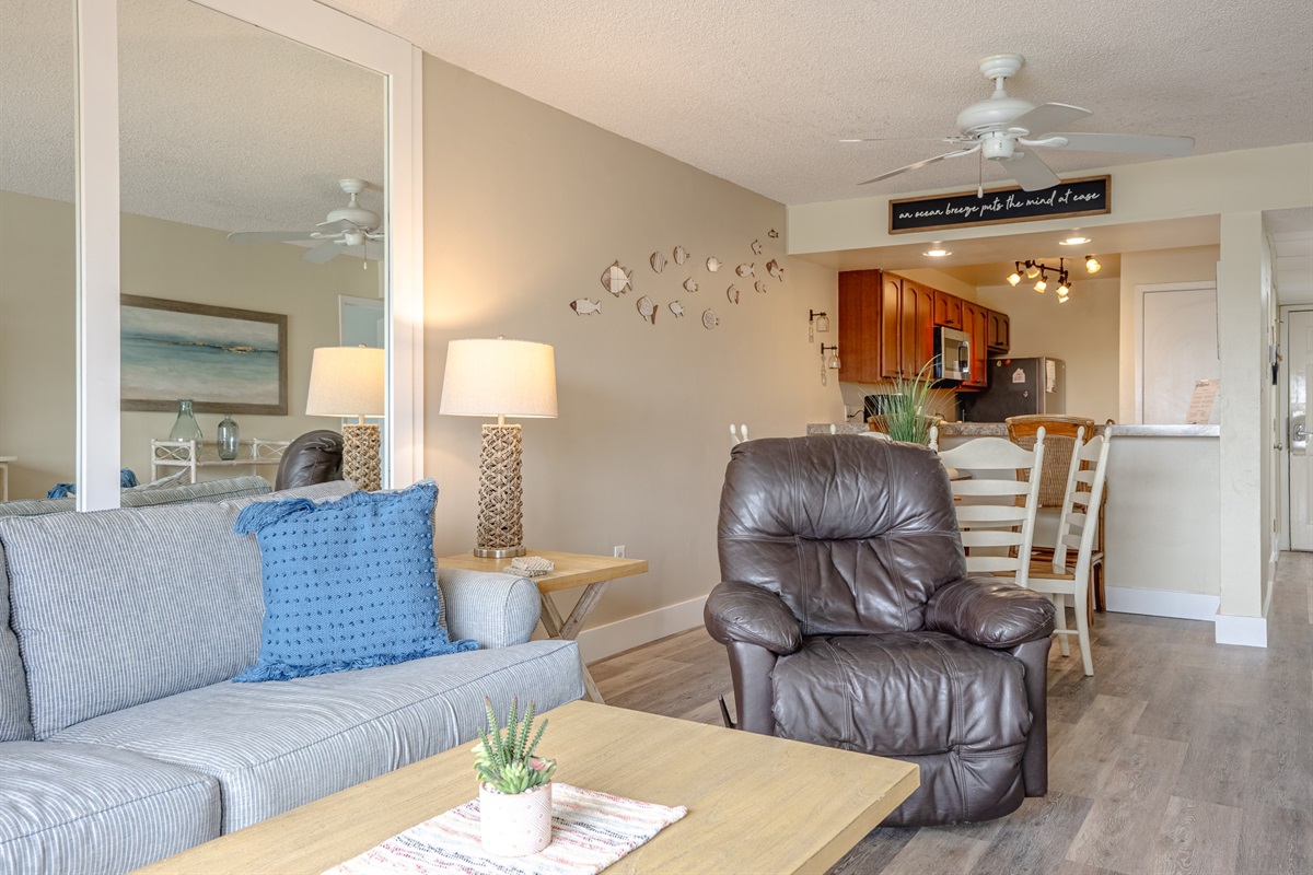 Living area with recliner and sleeper sofa