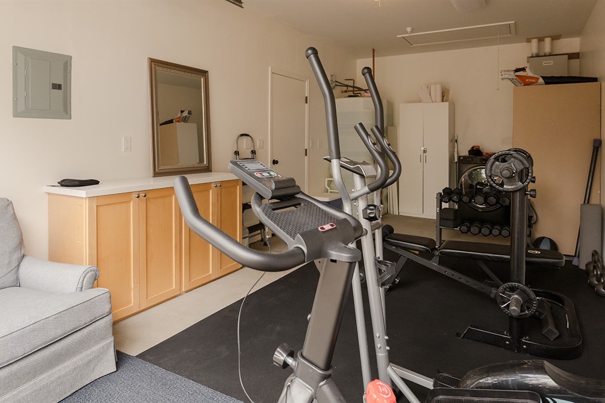 Fitness area in garage